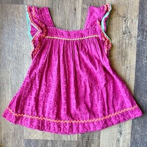 Matilda Jane Pink Ric Rac Top Girls Size 12 Boho Boutique Ruffle Tank